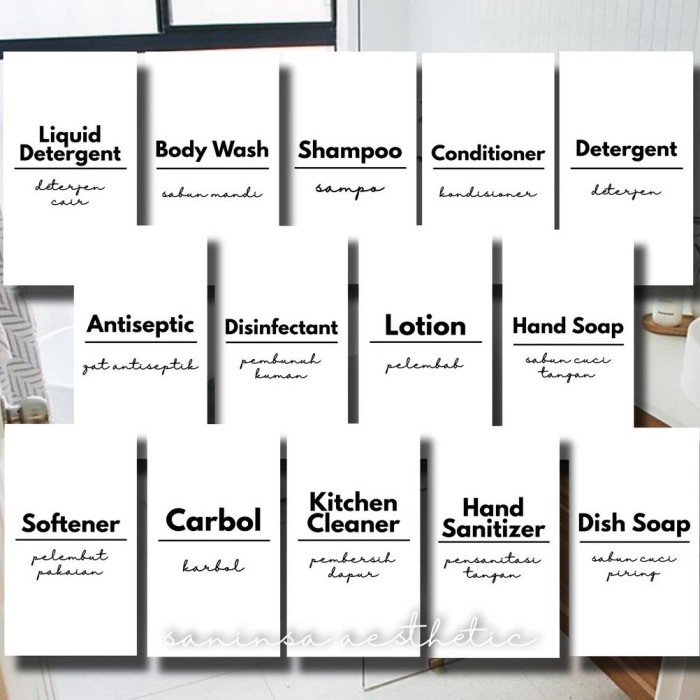[Sabun] Stiker Label Botol Tempat Sabun Mandi Shampoo Waterproof [Wadah]