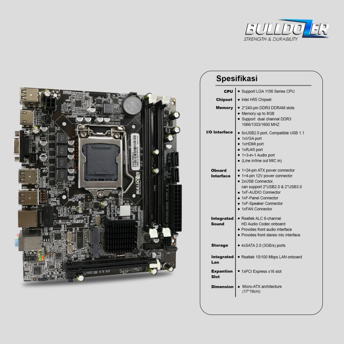 MOTHERBOARD BULLDOZER H55B - LZ SOCKET 1156