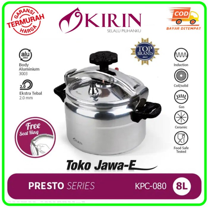 [Ori] Kirin Kpc-080 Pressure Cooker/Kirin Presto 8 Liter Terbatas