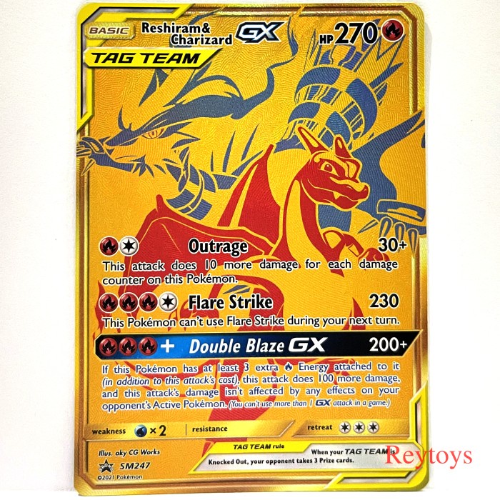 ✅New Pokemon Tcg Sun  Moon Promo - Sm247 Reshiram  Charizard Gx Terbaru