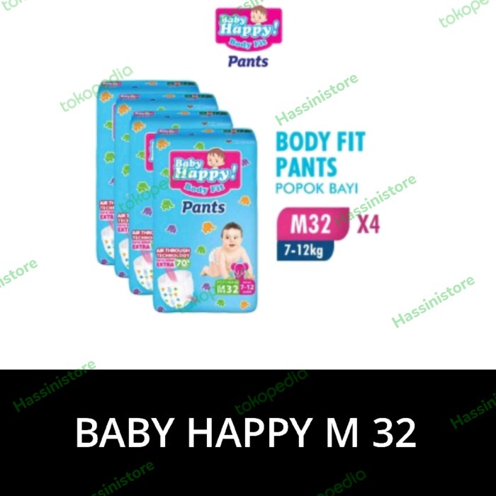 ✅New Ori Pampers Baby Happy Pants M 32 - 1 Karton 4 Pack Terbaru