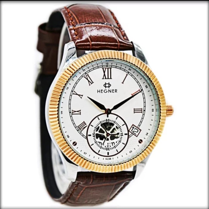 ✅Ori Jam Tangan Pria Original Hegner 5046 Silver Rose Gold Limited