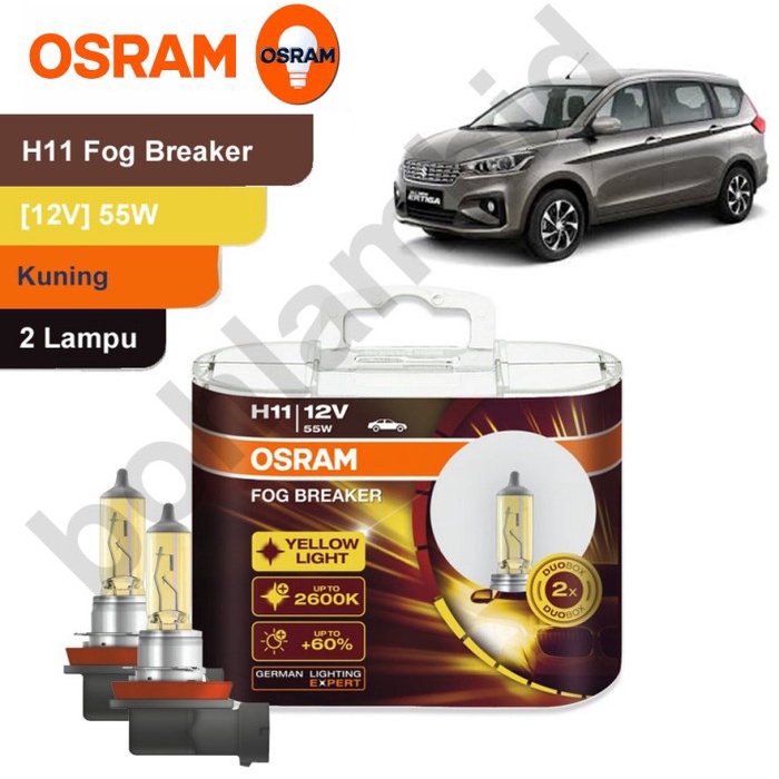 Asli Lampu Mobil Osram Fog Breaker New Ertiga H11 Halogen Fbr Kuning Gold
