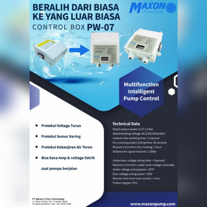 Promo Control Box Pompa Satelit 0.75Hp Maxon Wlc Pw 07 Terbaru