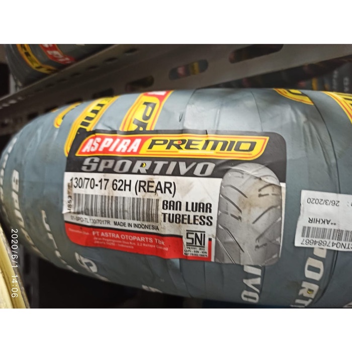 BAN LUAR ASPIRA PREMIO SPORTIVO UK 130 / 70 -17 TUBELESS UNTUK CBR ORIGINAL BEST QUALITY