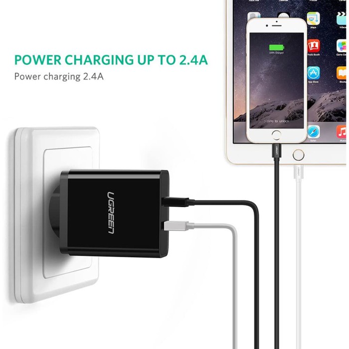 Cable Data USB A to iPhone Lightning MFI UGREEN US155 US291 Charging - 1m, White