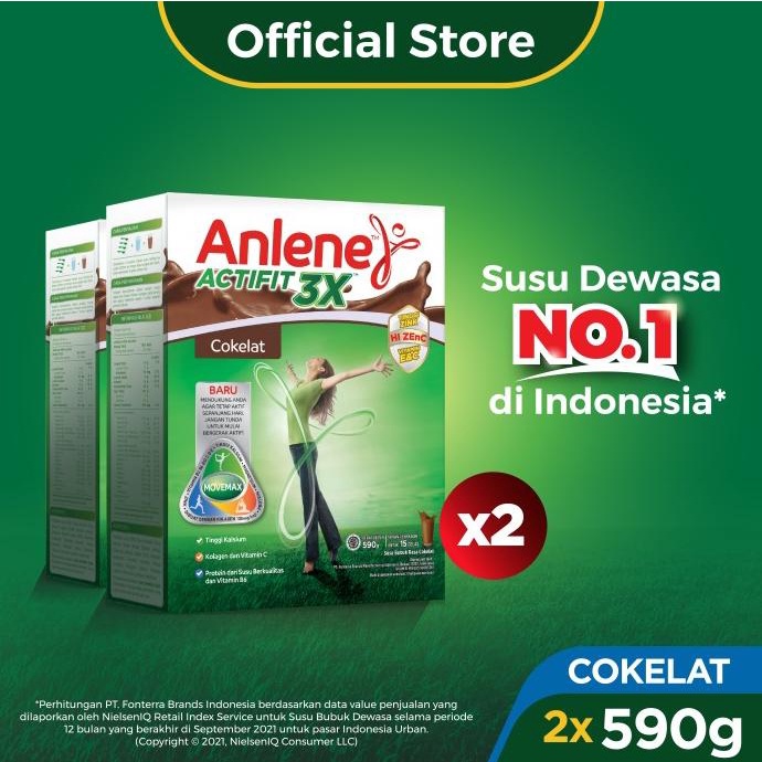 

Anlene Actifit 3X Susu Bubuk Dewasa Cokelat 2X590G - Tulang & Sendi