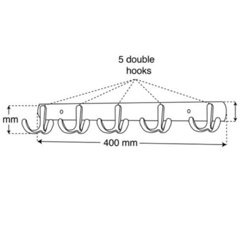 Kapstok 5 Kait 1124 Jumbo ,Cantolan Baju Stanlis Hook Kamar Mandi Kapstok Gantungan Baju Kamar Mandi