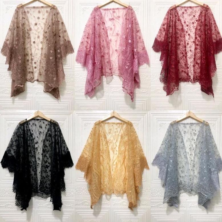 	 BIG SALE outer cardigan kebaya bridesmaid baju kondangan tille mix brokat renda LARIS BGT	