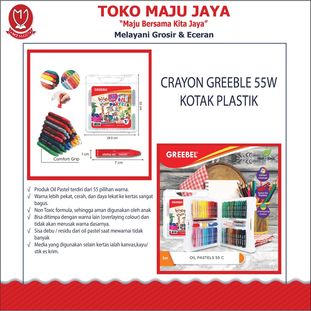 

CRAYON GREEBLE 55 Warna KOTAK PLASTIK