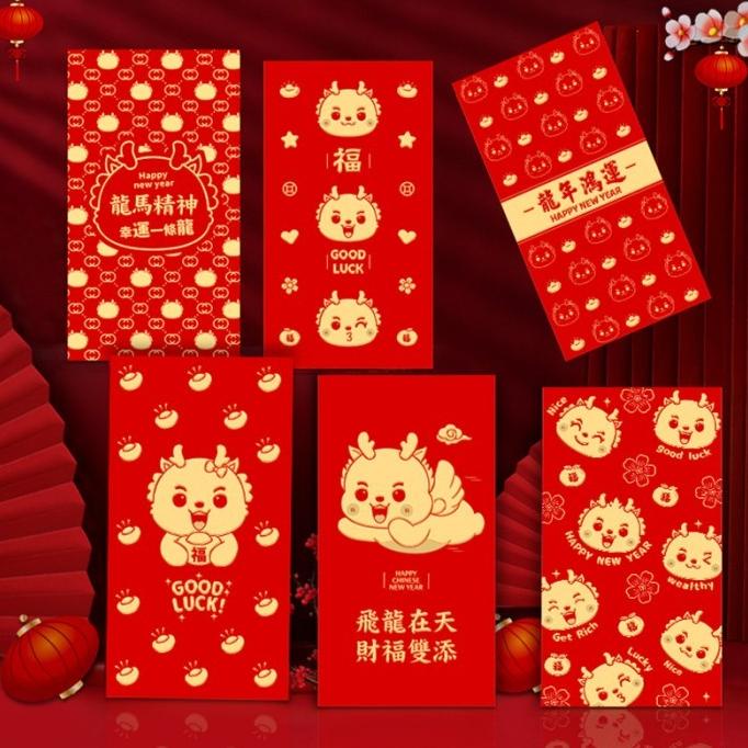

HARIS PRODUK !!! Angpao Naga 2024 isi 6 Merah Angpau Panjang Ampau Imlek Murah Grosir - TERBARU
