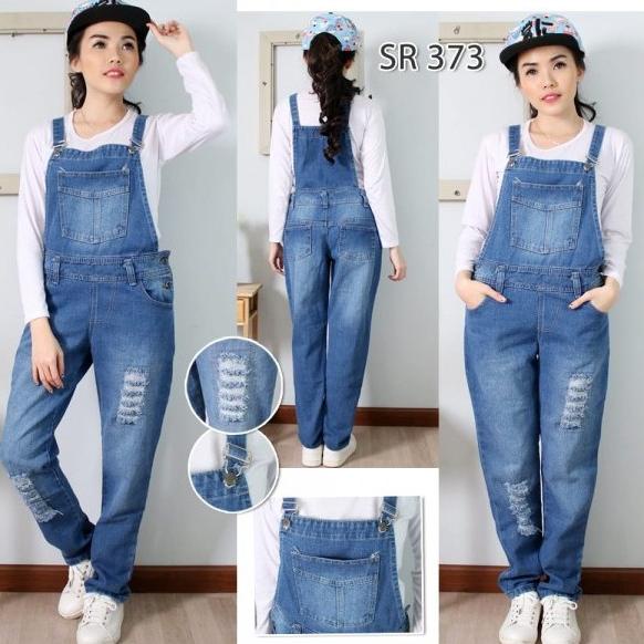 Overall Jeans Pria Wanita Model Ripped