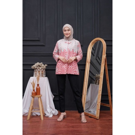 BLUSE BATIK ATASAN WANITA KERJA KANTORAN TERBARU 2023 MOTIF LURIK