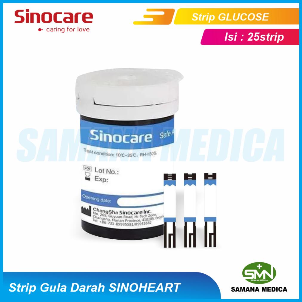 Model Baru PAKET  Sinocare Sinoheart Safe Accu 1 Alat Tes Gula Darah Glukosa 1 Paket Lengkap (1 Buah Alat - 1 Buah Pen Lancet - 25 pcs Jarum -  28G, 25pcs Strip Gula, - 25 pcs Alcohol Swabs ONEMED) ,.