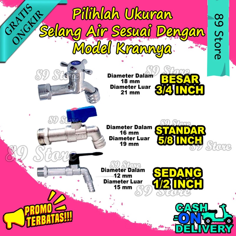 Selang Air 1/2 5/8 3/4 Inch / Selang Air Taman 20 Meter / Selang Air Serat Benang Transparan /