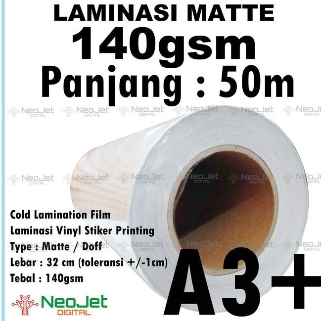 

Laminasi Dingin Matte Doff Laminating Mate A3+ 32 Cm 140Gsm 50 Meter Kode 861