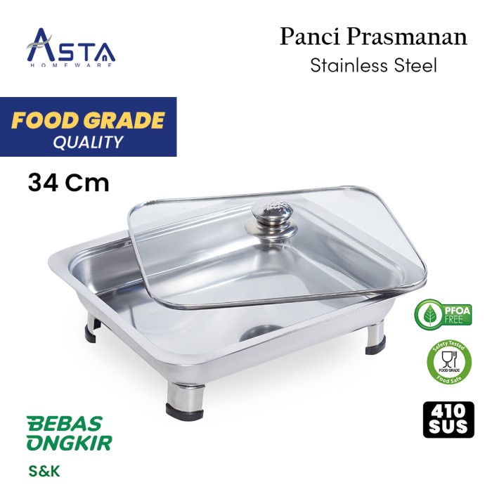 PANCI PRASMANAN / WADAH SAJI PRASMANAN STAINLESS STEEL TUTUP KACA