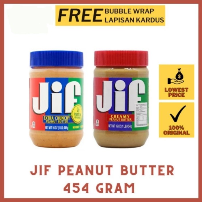 

Jif Creamy / Extra Crunchy Peanut Butter 454 G Selai Kacang