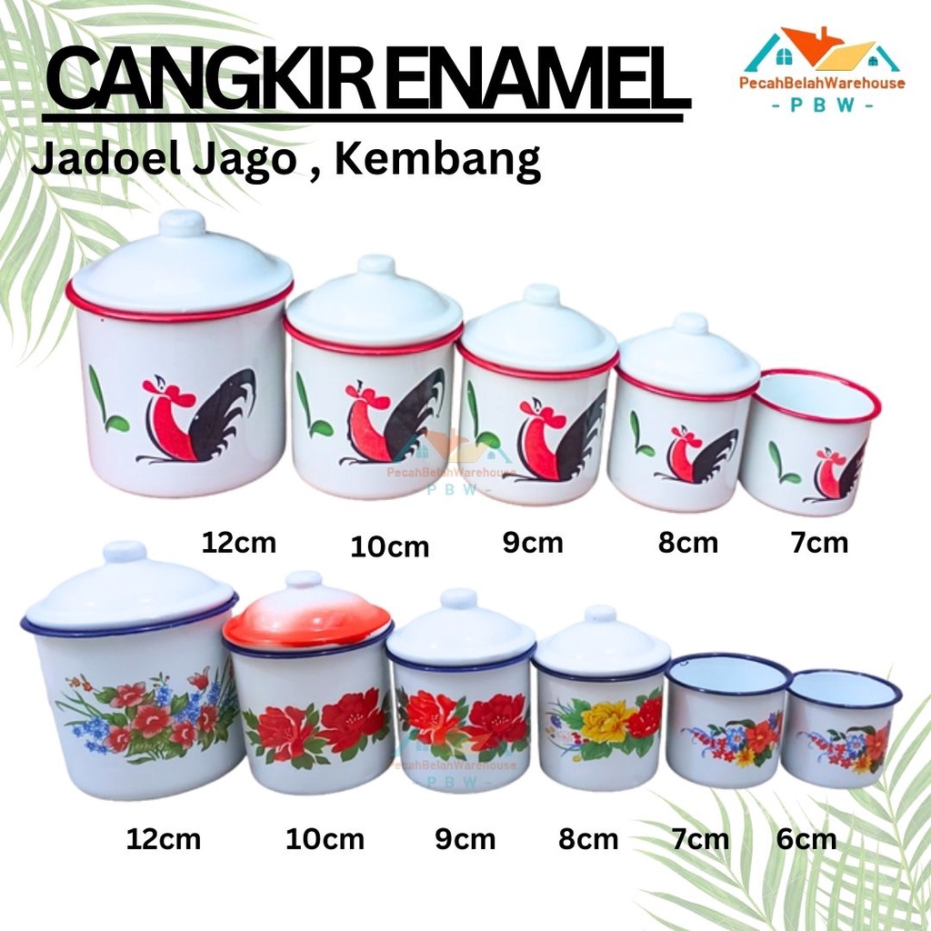 Cangkir Seng Enamel Jadul Kembang Jago 8cm 9cm 10cm 12cm/ Cangkir Jadul / Souvenir Cangkir Seng / Mu