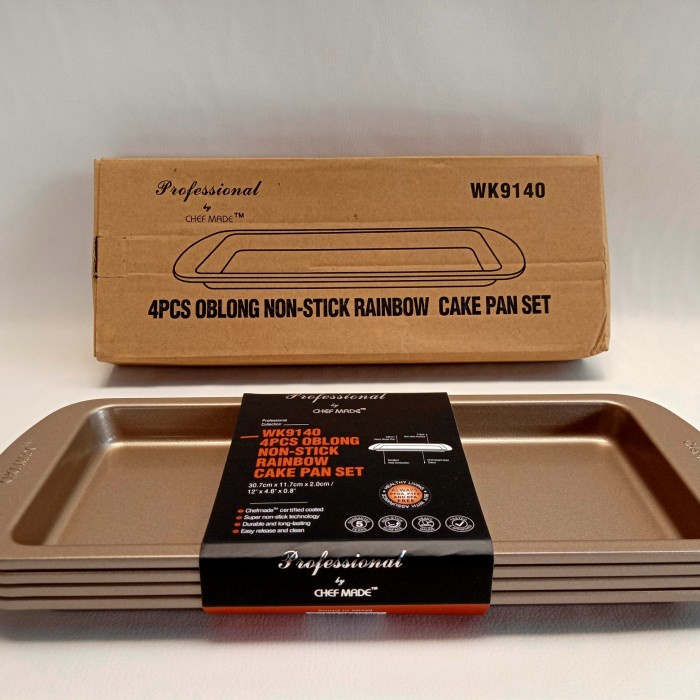 

✨Baru Cetakan Kue Chefmade Oblong Rainbow Cake Pan Set 4 Pcs Non-Stick Diskon