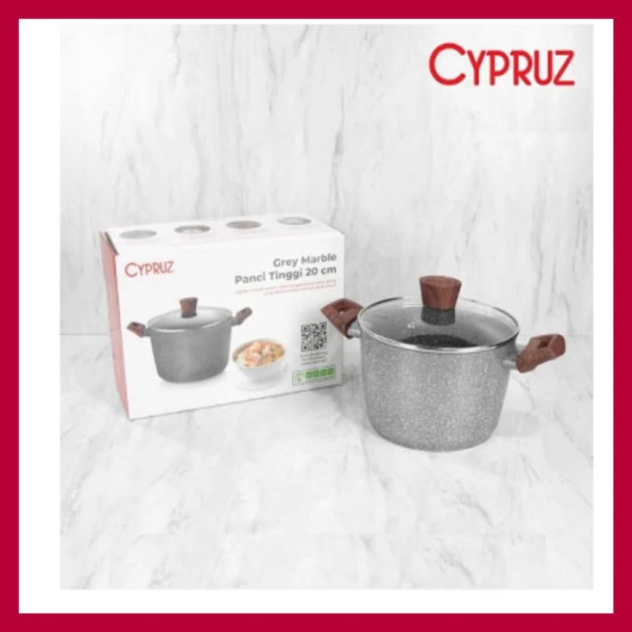 ✨Baru Cypruz Pi 073 Marble Panci Casserole Tinggi 20Cm Stock Pot Induksi Limited