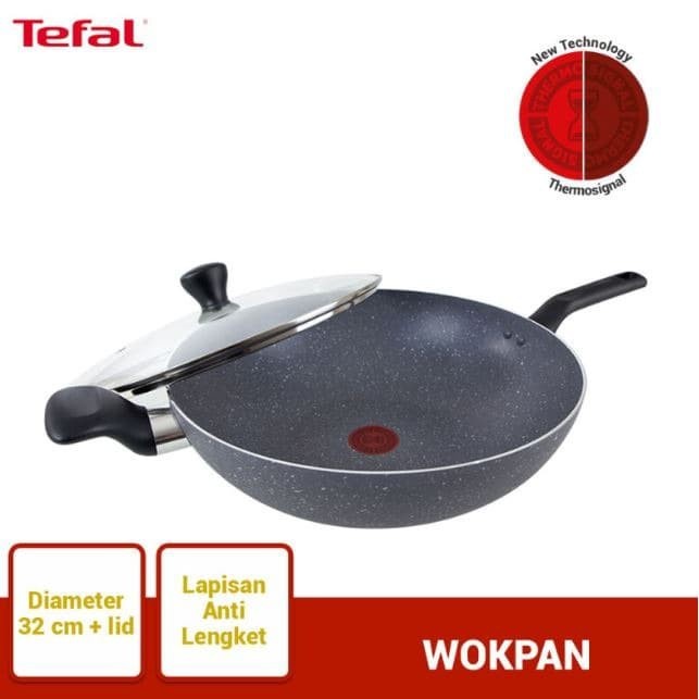 ✨Baru Tefal Natura Wokpan 32Cm  Lid Panci Wajan Anti Lengket Tefal 32 Cm Bisa Sameday