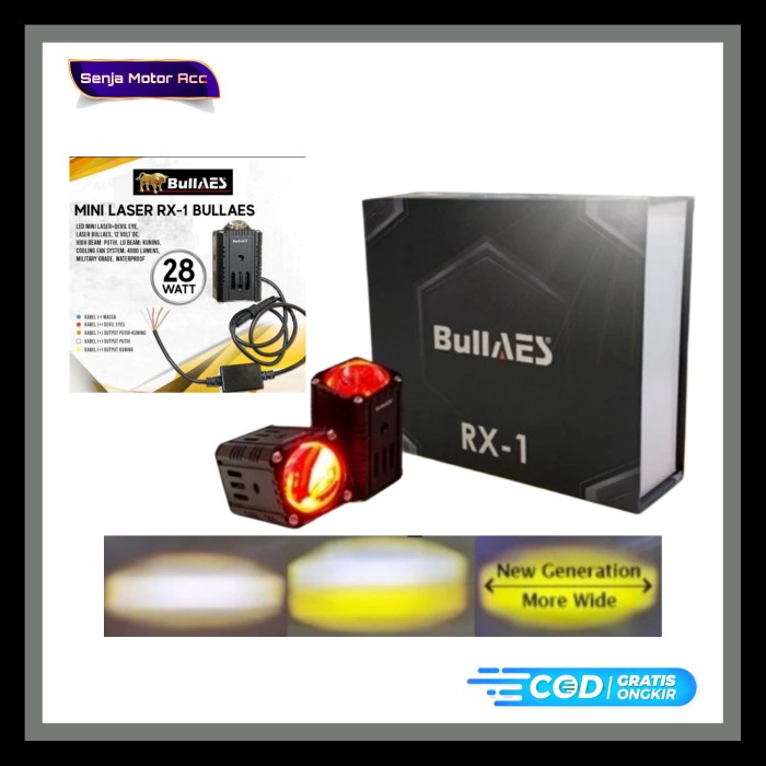 ✨New Lampu Sorot D2 Laser Bullaes Rx-1 28 Watt High Low Putih Kuning Red Bisa Gojek