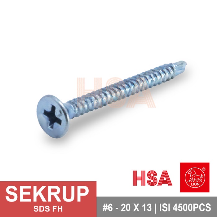✅Ori Skrup Sds / Self Drilling Screw Fh Lion #6 X 13  Isi 4500/Ktk Berkualitas