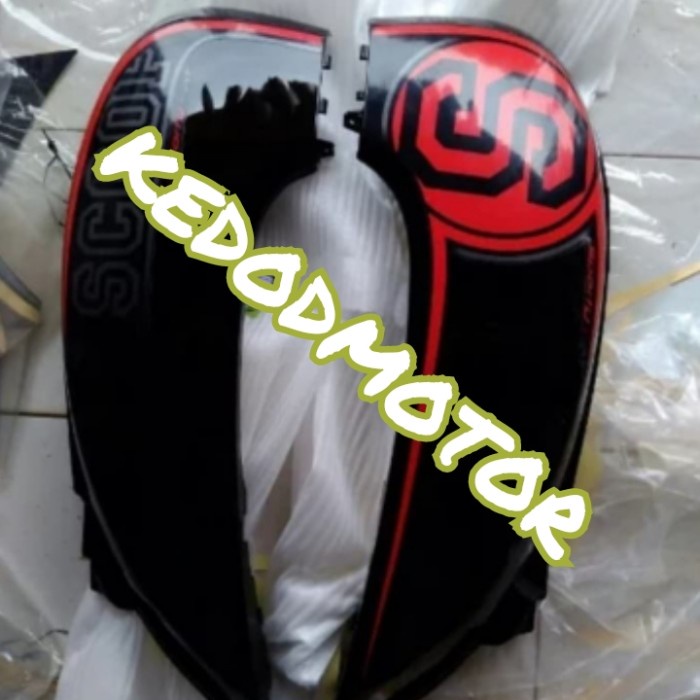 ✨New Ori Cover Body Samping Scoopy Fi 2013-2016 Hitam  Striping Terbaru