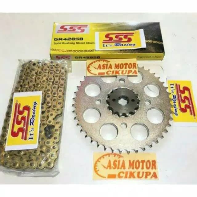 ✨Ori Gear Set Sss 428 Vixion Old New Vixion /Mx King 150 Rantai Sss Tipe Sb Terbatas