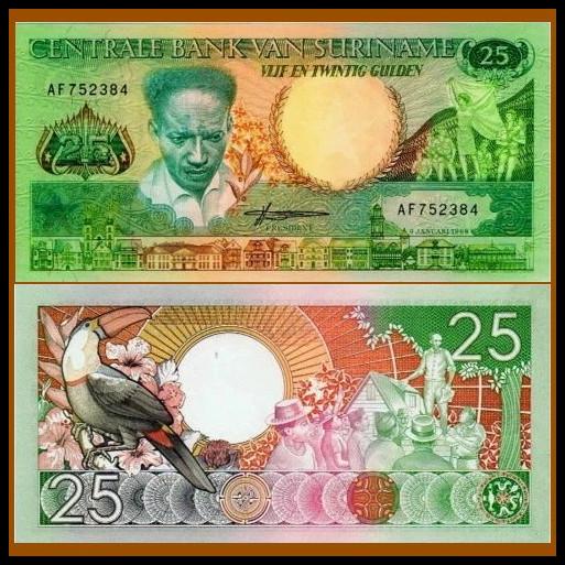 HOT DEAL SURINAME 25 GULDEN 1988 