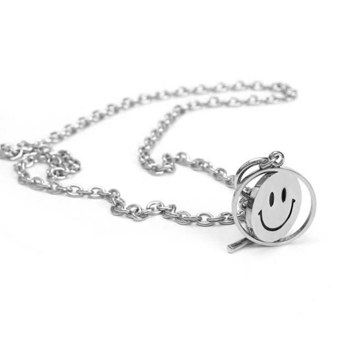 Kalung Titanium Wanita Kalung Pria Titanium Kalung Smiley Korea