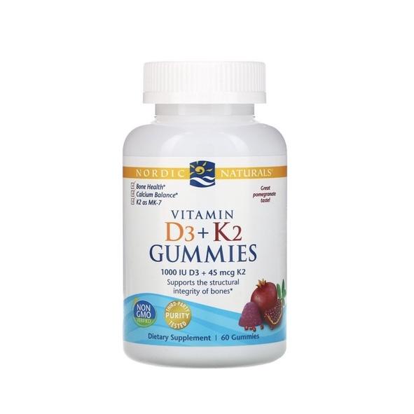 NORDIC NATURALS VITAMIN D3 + K2 GUMMIES POMEGRANATE 1000 IU 60 GUMMIES