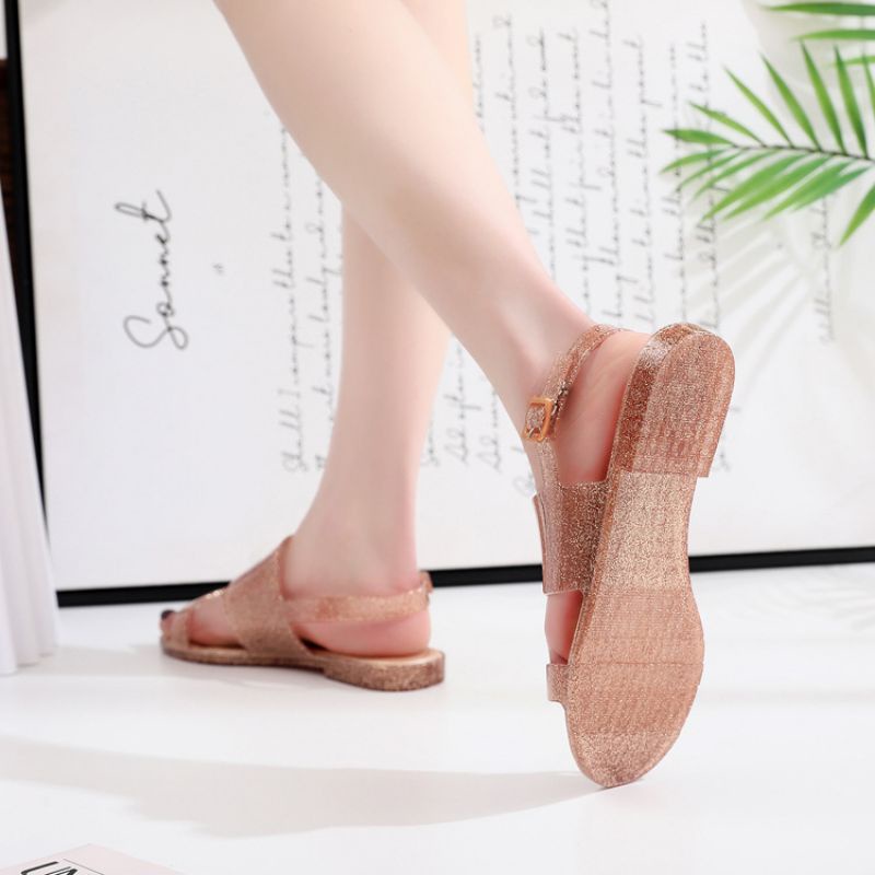 [MODEL TERKINI] Meisha flat strap/sandal wanita import terbaru/jelly shoes/sandal viral glitter