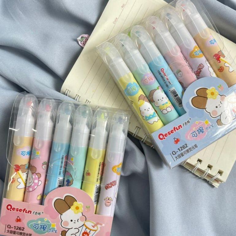 

TERLARIS KIANDAA 6PCS HIGHLIGHTER BISA DIHAPUS 2 SISI 1PACK LENGKAP ERASABLE STABILO SALE