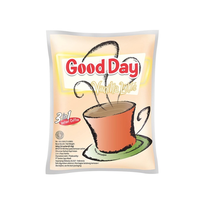 

GOOD DAY VANILA LATTE 3 IN 1 COFFE 30x20G /BAG