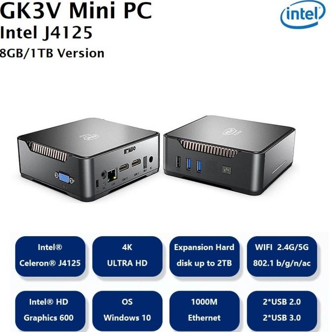 Gk3V Mini Pc Intel Gemini Lake J4125 8Gb Ram 1Tb Rom - Komputer Mini Kode 1262
