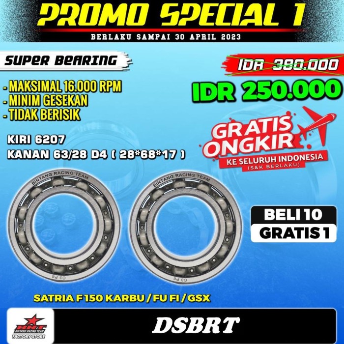 BEARING LAHER KRUK AS BRT SATRIA F FU 150 GSX 150