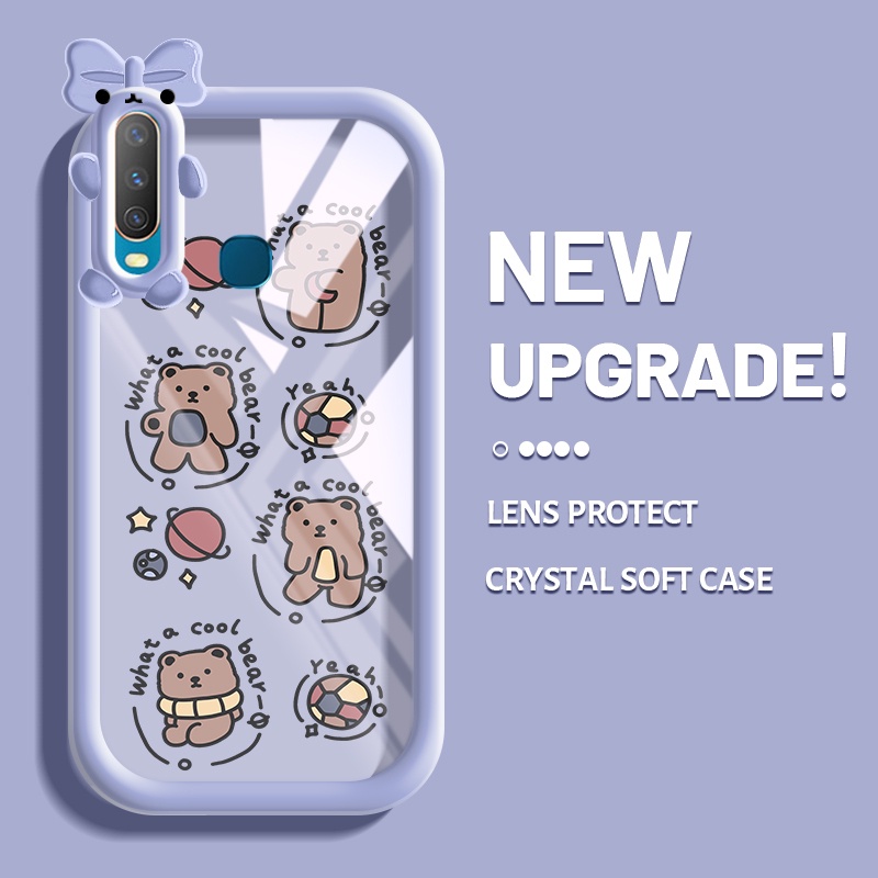 Casing Ponsel untuk VIVO Y12 Y15 Y17 Y12i Y3 Y3s 2020 Y11 2019 Y19 Y5s Case kartun keren Bear wadah 