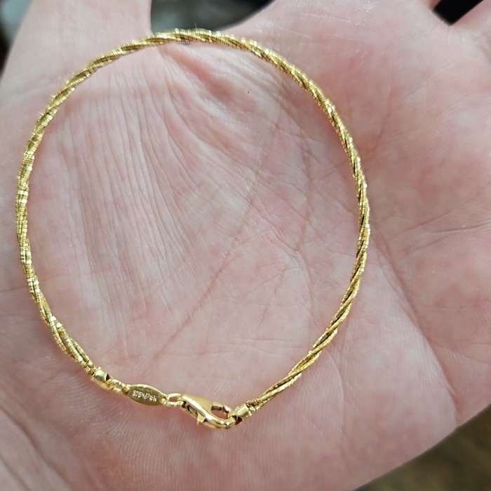 ✨Sale Bangle Gelang Bulat Polos Gold Emas Asli 375 Lilit Ubs Simple Korea Terbaru