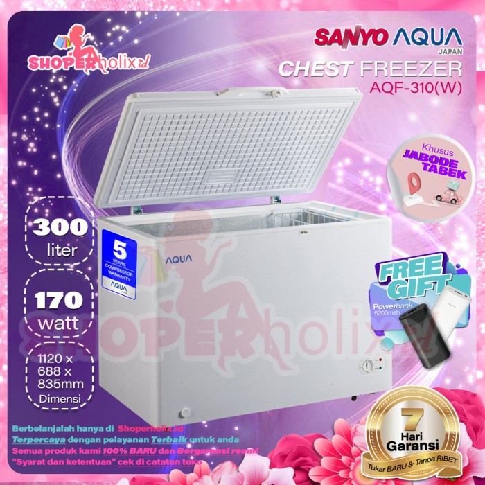 ✨Ready Freezer Box Daging Aqua Aqf-310W 300 Liter Chest Frezzer Kulkas Lemari Bisa Sameday