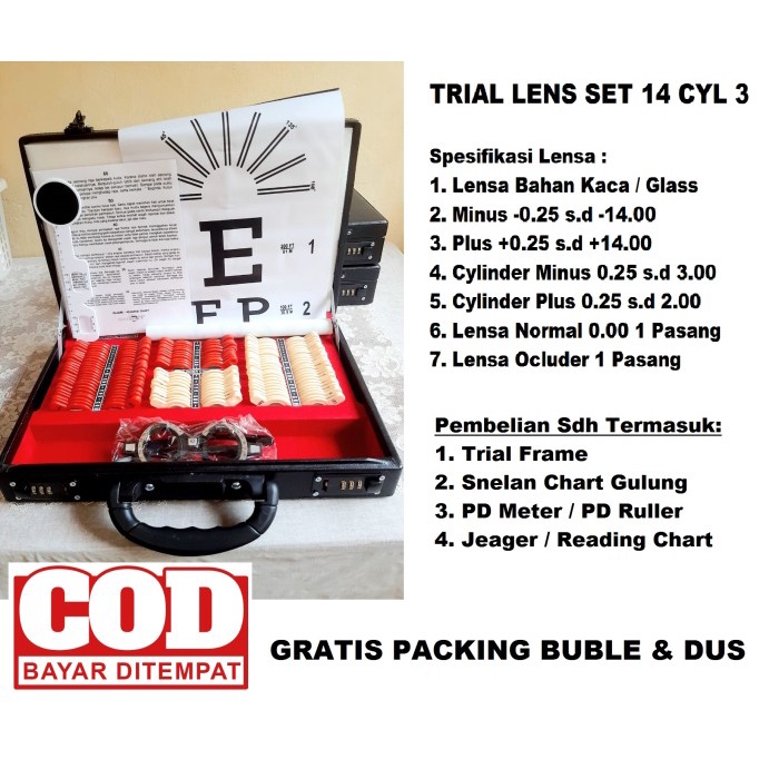 

✨Sale Trial Lens Set Alat Periksa Mata 14 Dioptri Cyl 3 Snelen Kain Limited