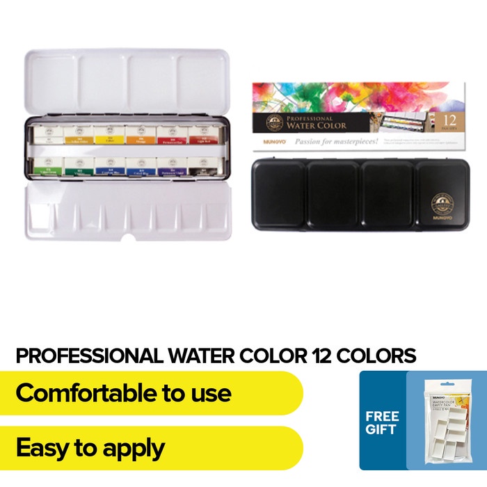 

✨Sale Mungyo - Professional Watercolor Pan Set - Full Size 12 Color Set Diskon