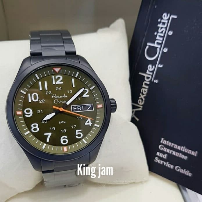 ✅Sale Jam Tangan Pria Alexandre Christie Ac 6539 Original Black Green Berkualitas