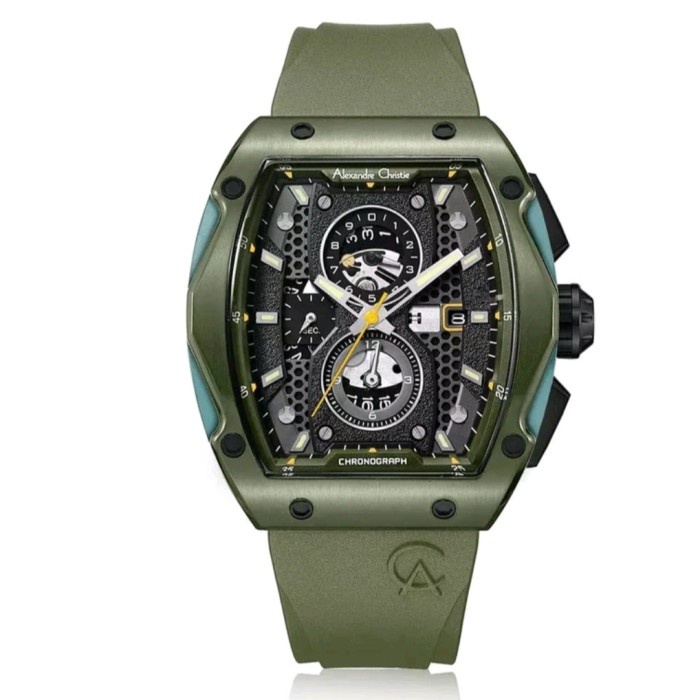 ✅Ready Jam Tangan Pria Alexandre Christie Ac 6608 Mcrgab Black Green Ac6608 Berkualitas