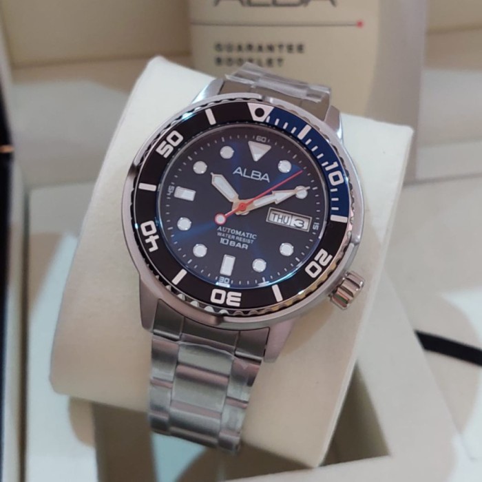 ✅Sale Jam Pria Alba Al4245X1 Al4245 Silver Blue Automatic Original 100 Berkualitas