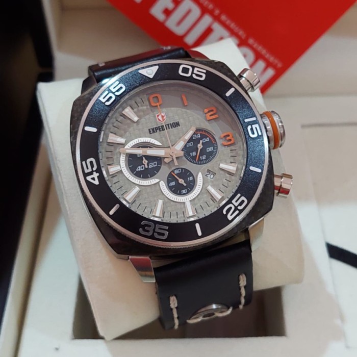 ✅Original Jam Tangan Pria Expedition E 6642 Silver Grey Orange Original Limited
