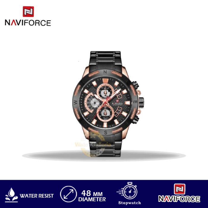 ✅Ori Jam Tangan Pria Naviforce Nf-9165M Brg-4 Stainless Steel Limited