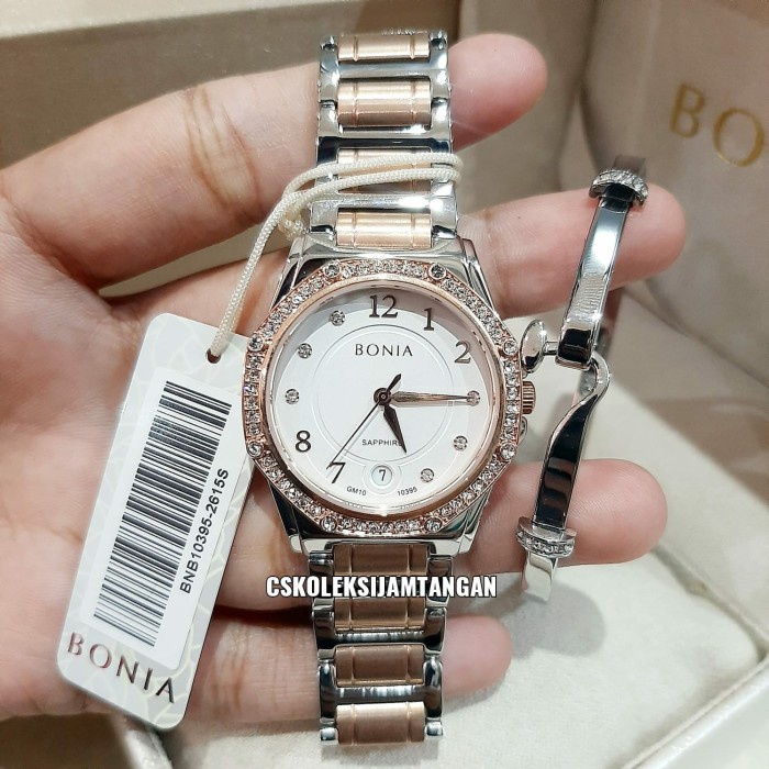 ✅New Ori Jam Tangan Wanita Bonia Sapphire Bnb10395-2615S Silver Rosegold Origin Bisa Sameday