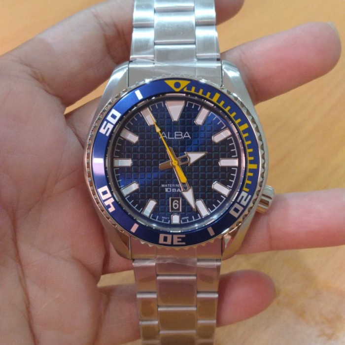 ✅Ori Jam Pria Alba As9N97X1 As9N97 Silver Blue Original Ori Terbatas